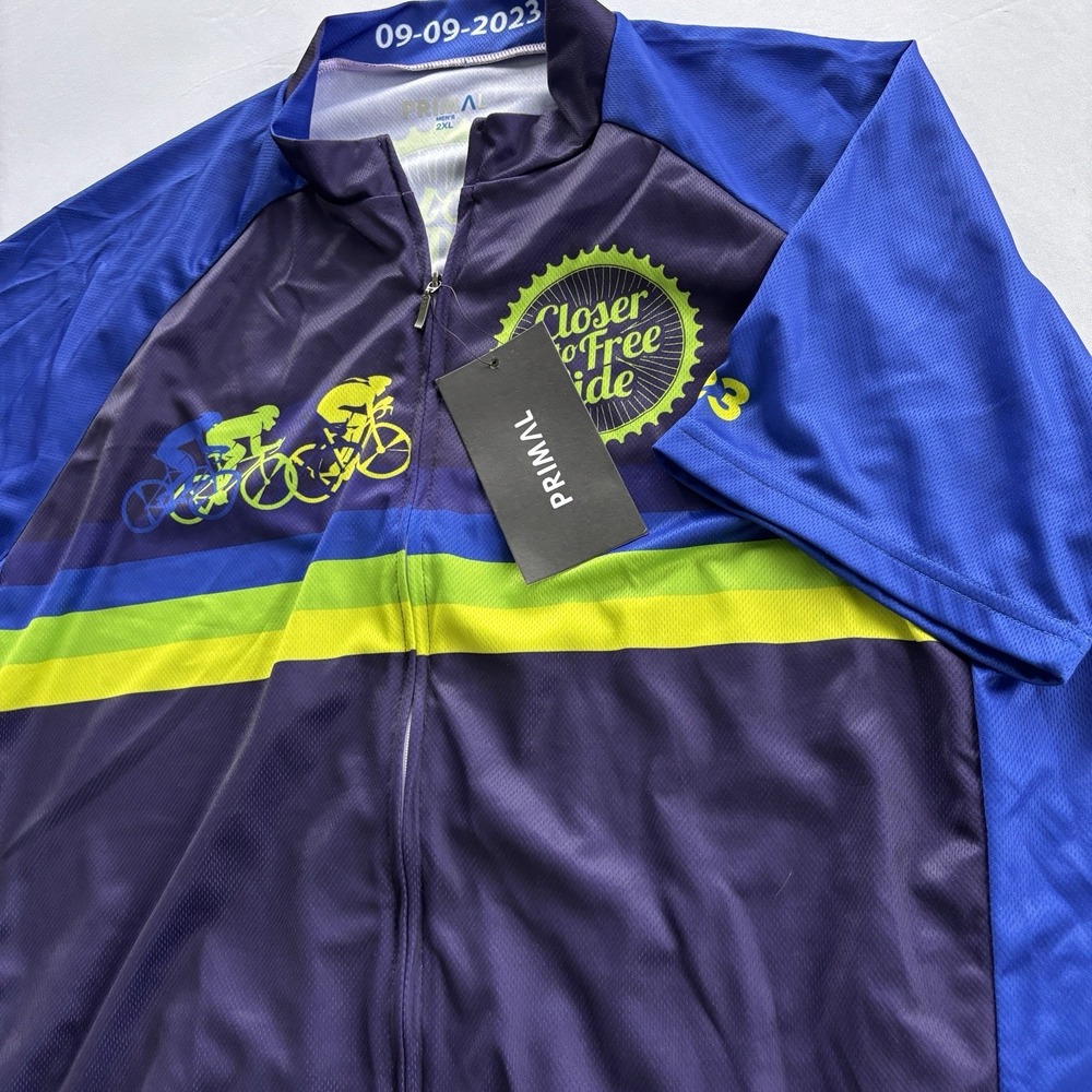 Primal Closer to Free Ride 2023 Cycling‎ Jersey Men's 2XL Blue Yellow Event NWT